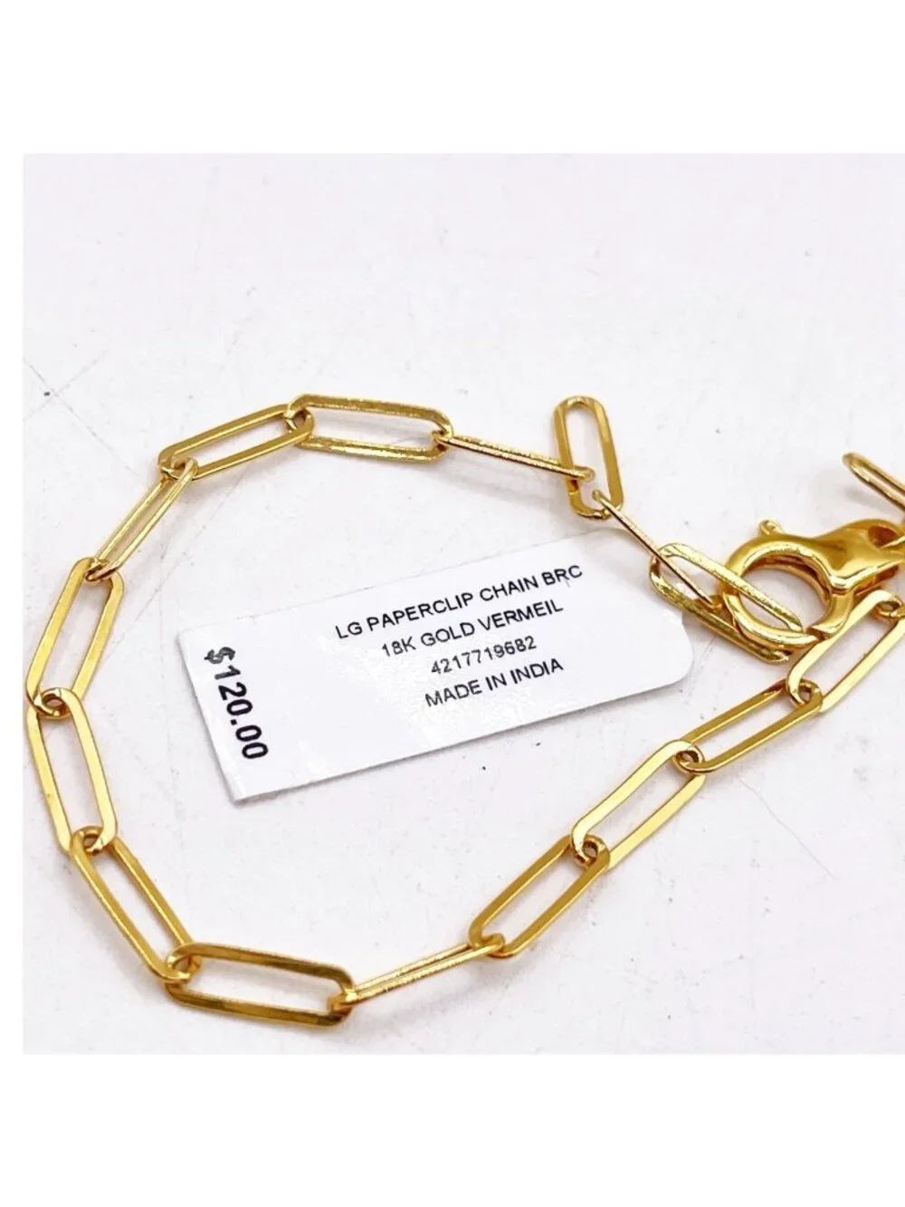 New Kendra Scott 925 Sterling Silver Vermeil Large Paperclip Chain Bracelet